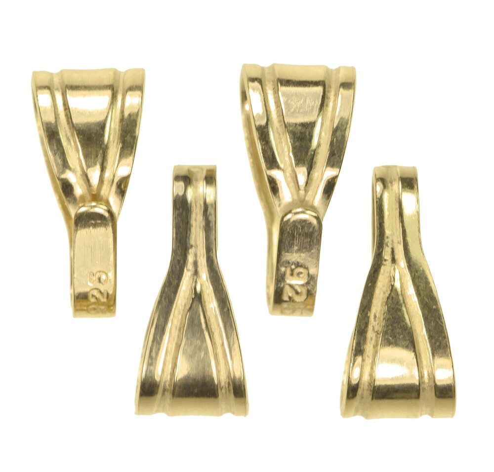 2437 4 Bails Sterling Silver 14KP Small-Medium 1-Micron Gold Plated 10mm x